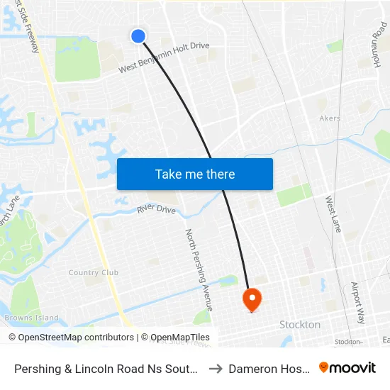 Pershing & Lincoln Road Ns Southbound to Dameron Hospital map