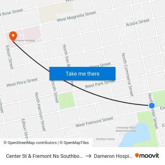 Center St & Fremont Ns Southbound to Dameron Hospital map