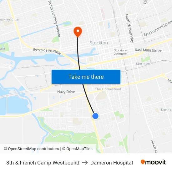 8th & French Camp Westbound to Dameron Hospital map