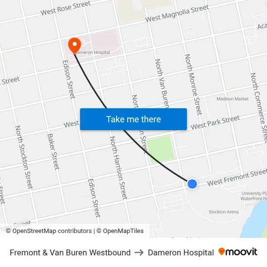 Fremont & Van Buren Westbound to Dameron Hospital map