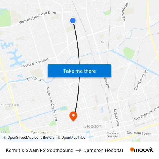 Kermit & Swain FS Southbound to Dameron Hospital map