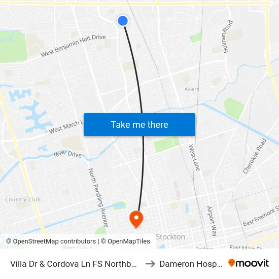 Villa Dr & Cordova Ln FS Northbound to Dameron Hospital map