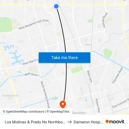 Los Molinas & Prado Ns Northbound to Dameron Hospital map