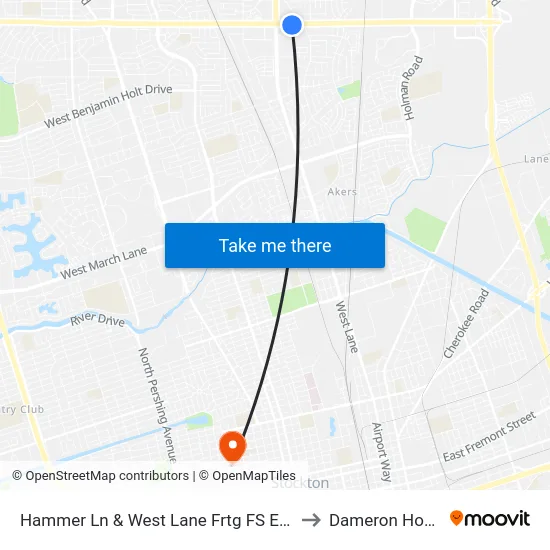 Hammer Ln & West Lane Frtg FS Eastbound to Dameron Hospital map