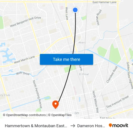 Hammertown & Montauban Eastbound to Dameron Hospital map
