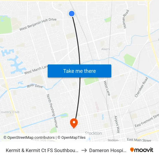 Kermit & Kermit Ct FS Southbound to Dameron Hospital map
