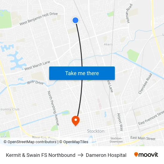 Kermit & Swain FS Northbound to Dameron Hospital map