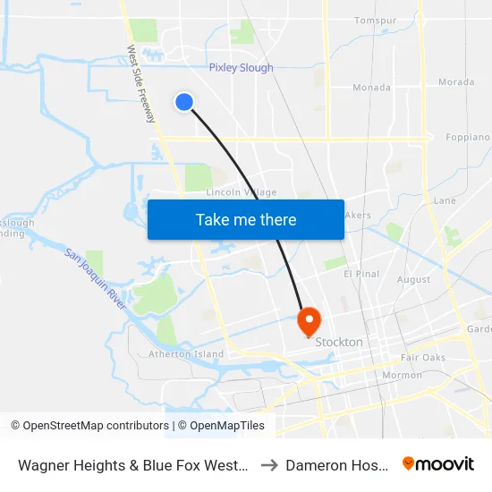 Wagner Heights & Blue Fox Westbound to Dameron Hospital map