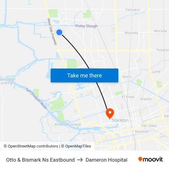 Otto & Bismark Ns Eastbound to Dameron Hospital map