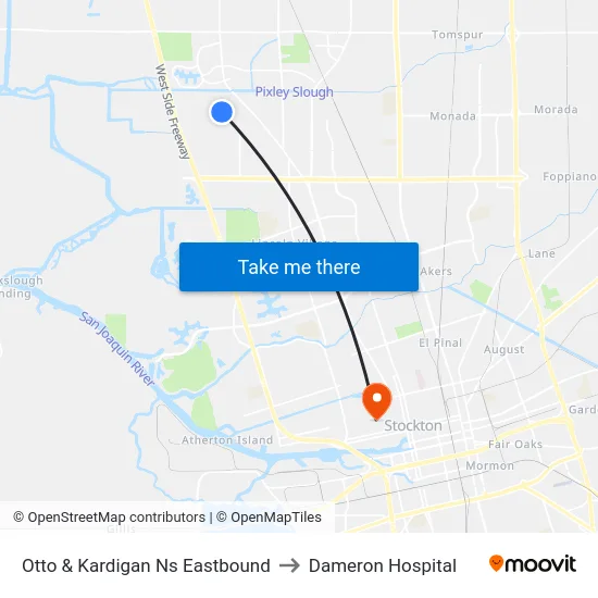 Otto & Kardigan Ns Eastbound to Dameron Hospital map
