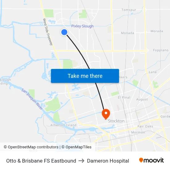 Otto & Brisbane FS Eastbound to Dameron Hospital map