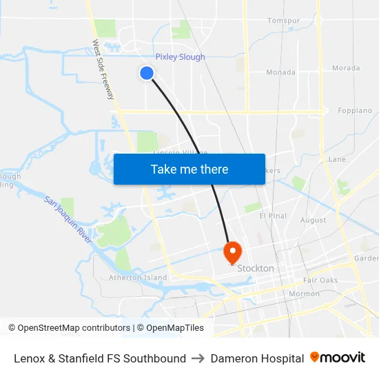 Lenox & Stanfield FS Southbound to Dameron Hospital map
