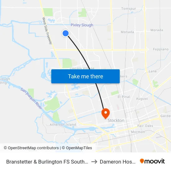 Branstetter & Burlington FS Southbound to Dameron Hospital map