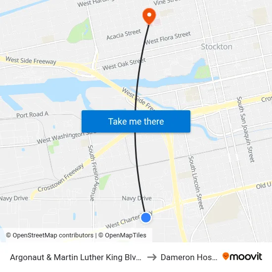 Argonaut & Martin Luther King Blvd Fs/Sb to Dameron Hospital map