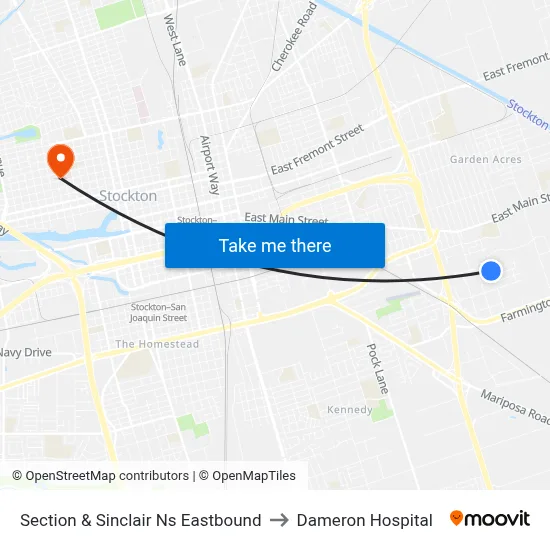 Section & Sinclair Ns Eastbound to Dameron Hospital map