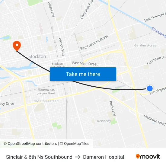 Sinclair & 6th Ns Southbound to Dameron Hospital map