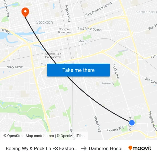 Boeing Wy & Pock Ln FS Eastbound to Dameron Hospital map