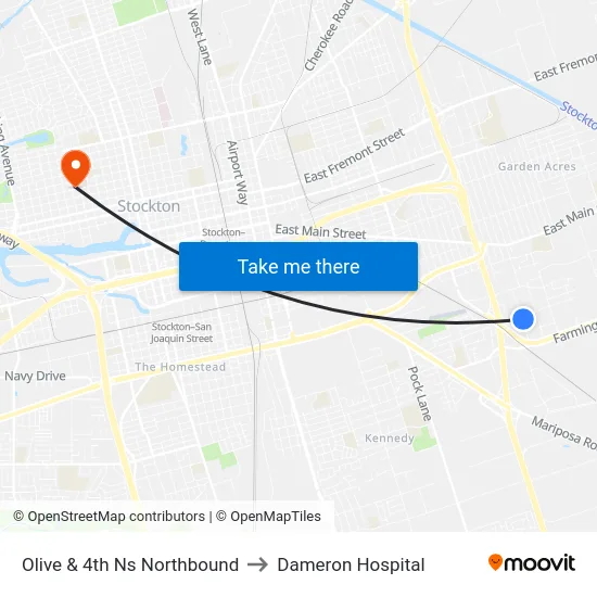 Olive & 4th Ns Northbound to Dameron Hospital map