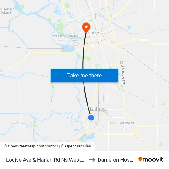 Louise Ave & Harlan Rd Ns Westbound to Dameron Hospital map