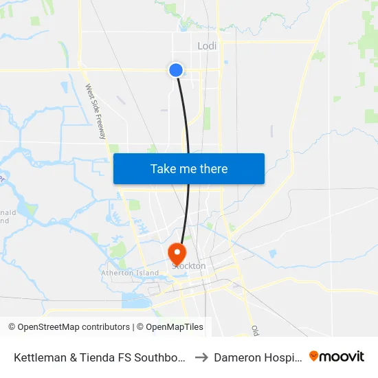Kettleman & Tienda FS Southbound to Dameron Hospital map
