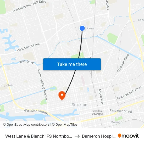 West Lane & Bianchi FS Northbound to Dameron Hospital map