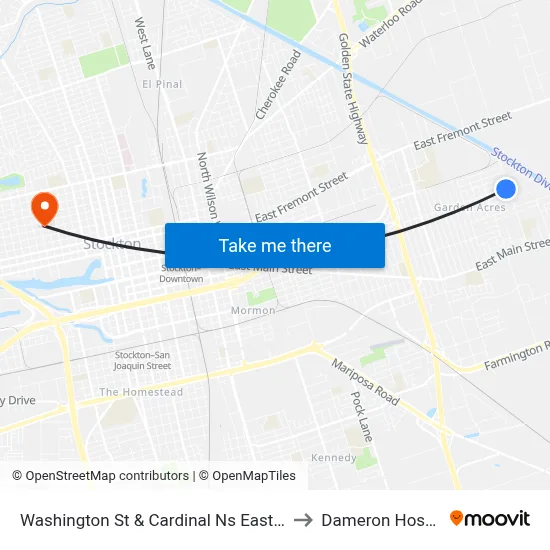 Washington St & Cardinal Ns Eastbound to Dameron Hospital map