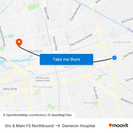 Oro & Main FS Northbound to Dameron Hospital map