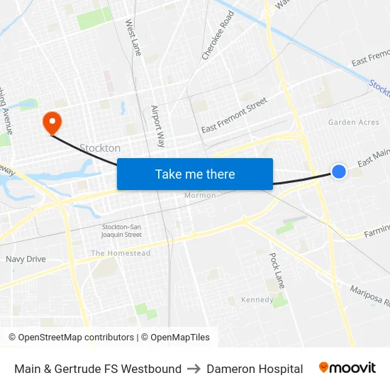 Main & Gertrude FS Westbound to Dameron Hospital map