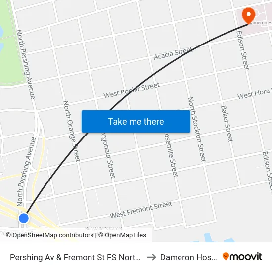 Pershing Av & Fremont St FS Northbound to Dameron Hospital map