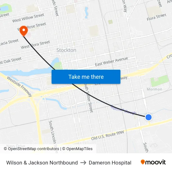 Wilson & Jackson Northbound to Dameron Hospital map