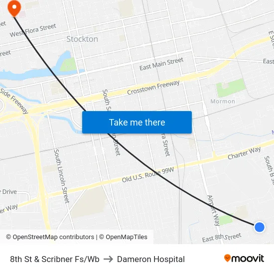 8th St & Scribner Fs/Wb to Dameron Hospital map