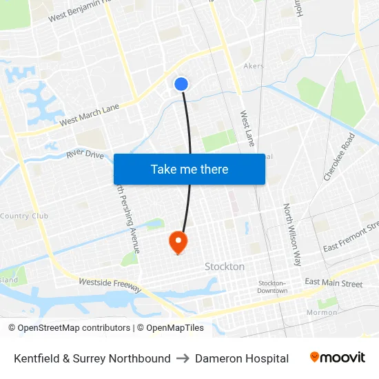 Kentfield & Surrey Northbound to Dameron Hospital map