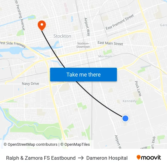Ralph & Zamora FS Eastbound to Dameron Hospital map