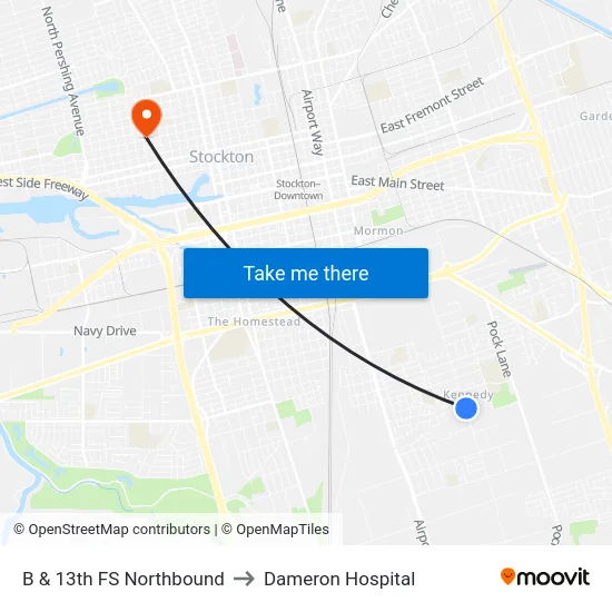 B & 13th FS Northbound to Dameron Hospital map