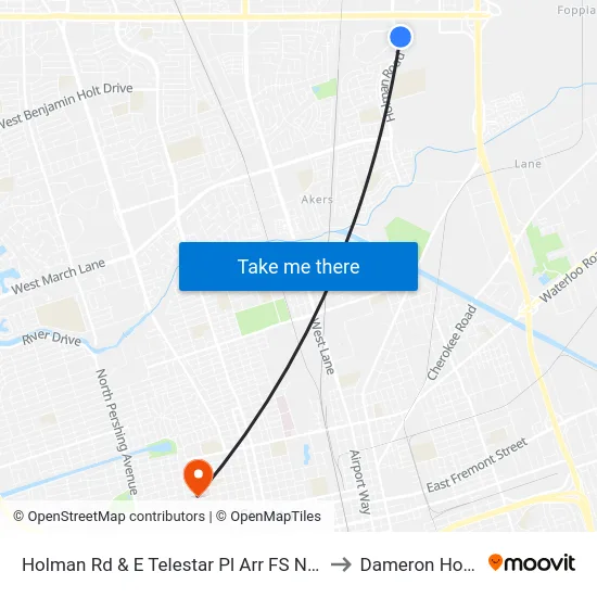 Holman Rd & E Telestar Pl Arr FS Northbound to Dameron Hospital map