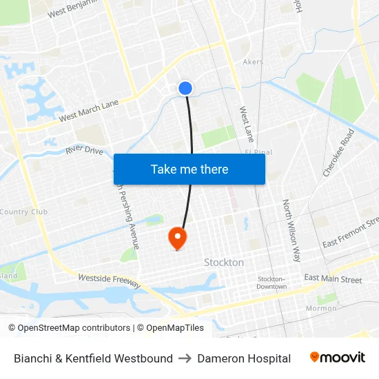 Bianchi & Kentfield Westbound to Dameron Hospital map