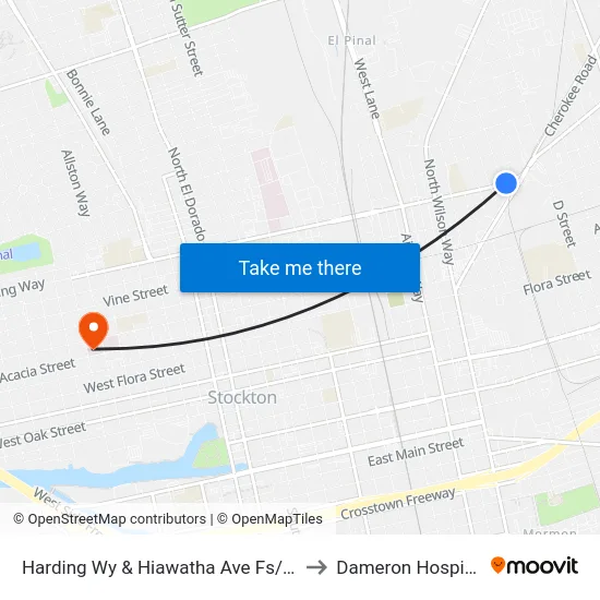Harding Wy & Hiawatha Ave Fs/Eb to Dameron Hospital map