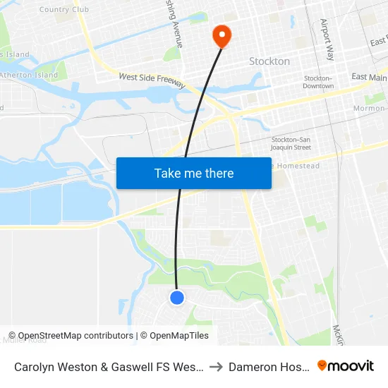 Carolyn Weston & Gaswell FS Westbound to Dameron Hospital map