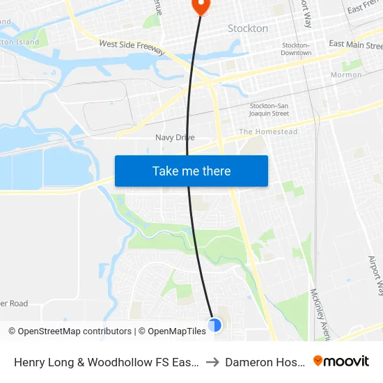 Henry Long & Woodhollow FS Eastbound to Dameron Hospital map