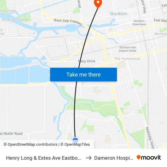 Henry Long & Estes Ave Eastbound to Dameron Hospital map