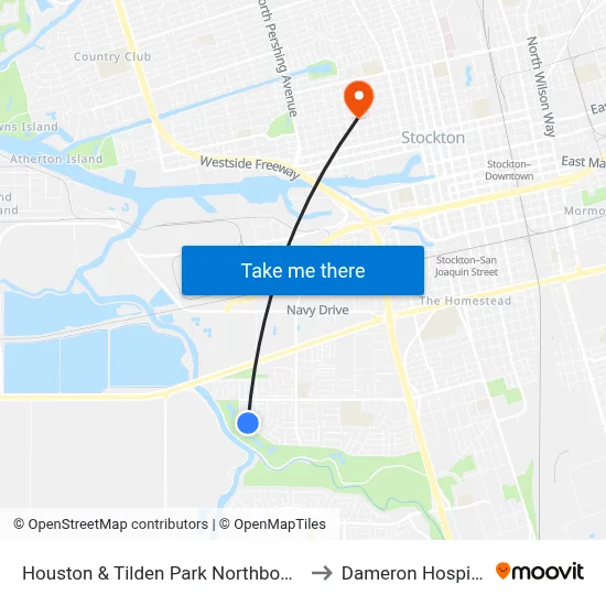 Houston & Tilden Park Northbound to Dameron Hospital map