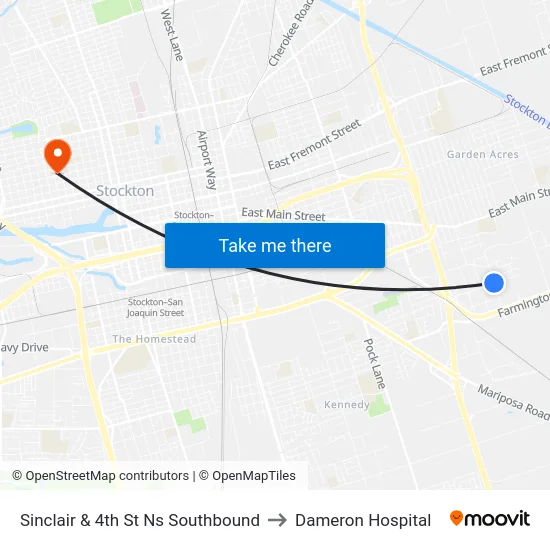 Sinclair & 4th St Ns Southbound to Dameron Hospital map