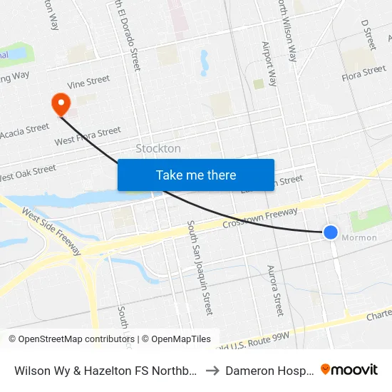 Wilson Wy & Hazelton FS Northbound to Dameron Hospital map