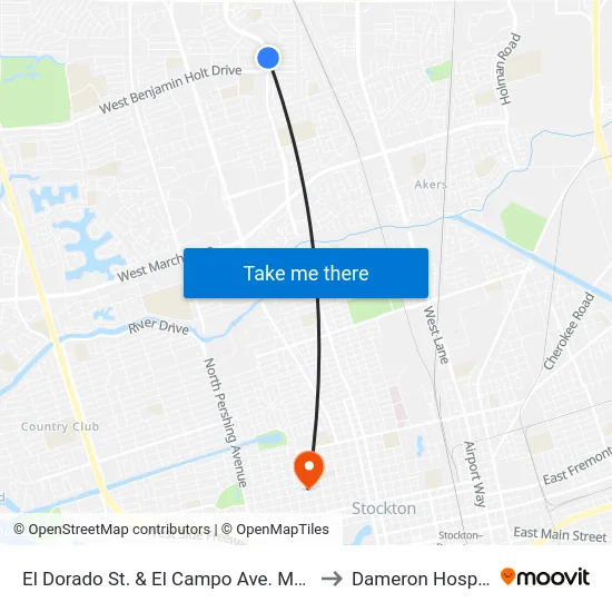 El Dorado St. & El Campo Ave. Mb/Nb to Dameron Hospital map