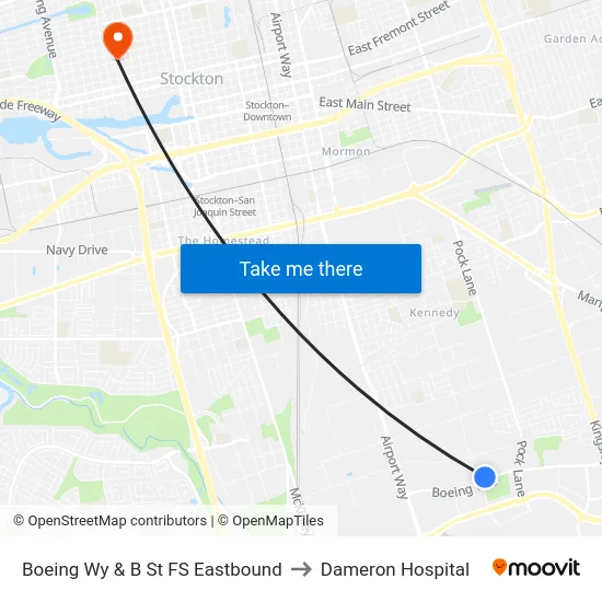 Boeing Wy & B St FS Eastbound to Dameron Hospital map