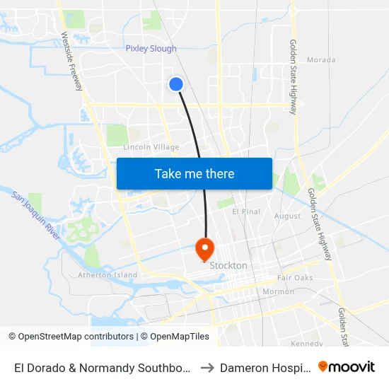 El Dorado & Normandy Southbound to Dameron Hospital map