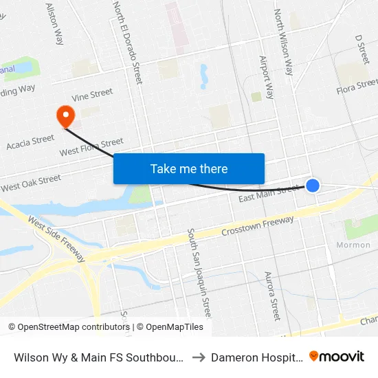 Wilson Wy & Main FS Southbound to Dameron Hospital map