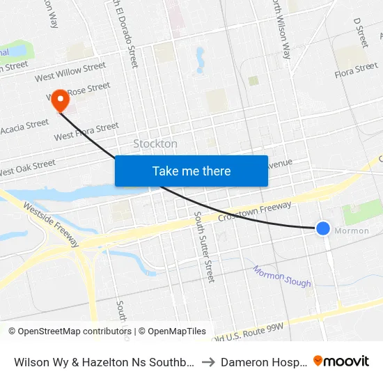 Wilson Wy & Hazelton Ns Southbound to Dameron Hospital map