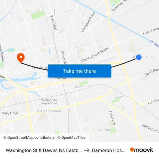 Washington St & Dawes Ns Eastbound to Dameron Hospital map