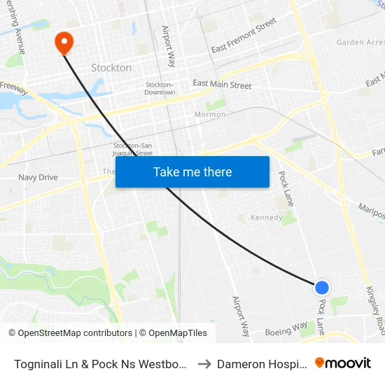 Togninali Ln & Pock Ns Westbound to Dameron Hospital map